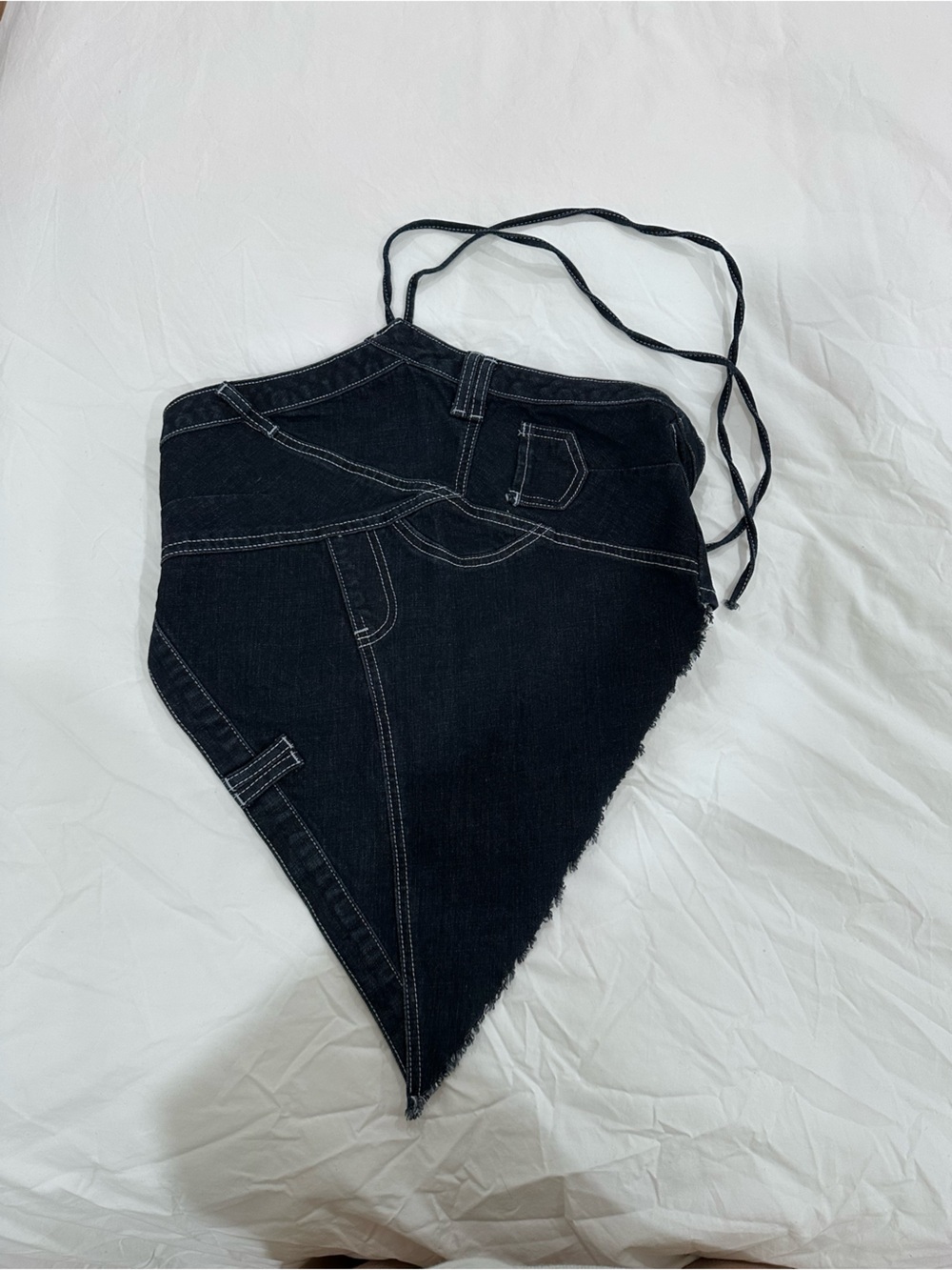 Fashion Nova Denim Triangle Halter Top